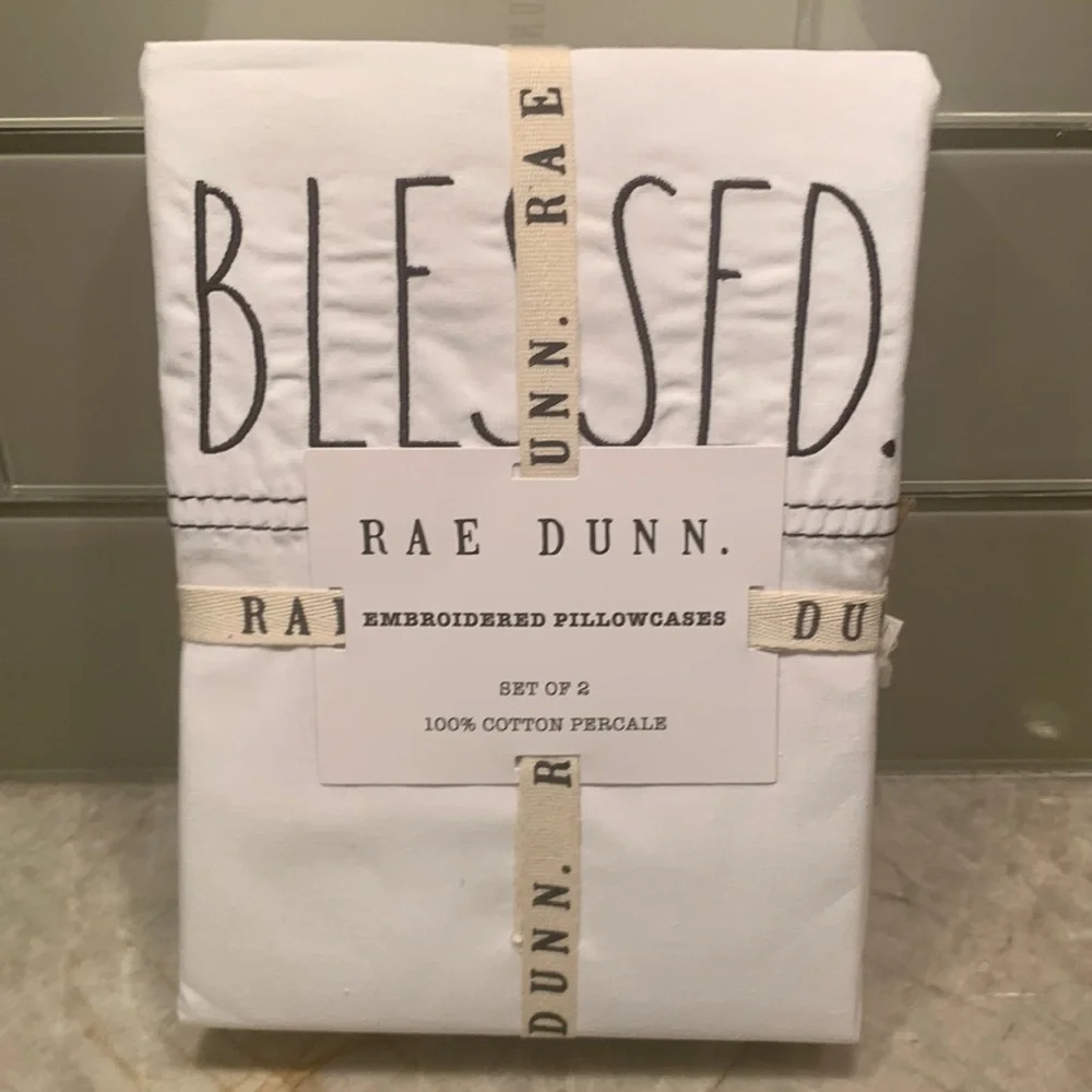 Rae Dunn pillowcases- S/2 standard- BLESSED